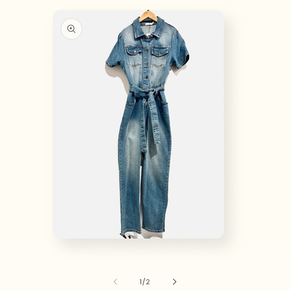 Avec Les Filles Blue Belted Jumpsuit